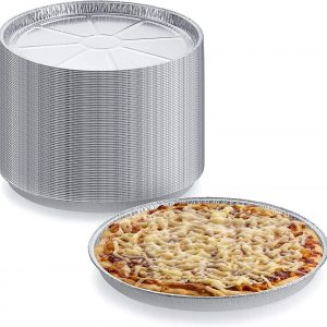 Pack of 12 Disposable Round Foil Pizza Pans – Durable Pizza Tray for Cookies, Cake, Focaccia and More – Size: 12-1/4″ x 3/8″