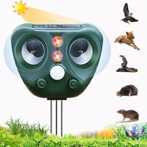Ultrasonic Fox Repellent,Ultrasonic Cat Repellent,Ultrasonic Dog Chaser,Solar Powered Animal Scarer Repellent for Garden,USB Charge ,for Cats, Dogs, Squirrels, Rats, Foxes, martens, Wild Animals,ect