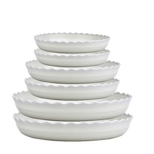 YUANAIYI 6 Packs Wave Plant Saucer – Plastic Flower Pot Drip Trays/Durable Heavy Duty White Plant Tray for Indoor and Out Door Plant(6/8/10 inch)