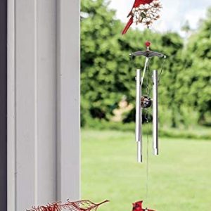 Lola Bella Gifts and Spoontiques Cardinal Wind Chime and Red Feathered Soul Poem Card Red Box Sympathy Grief Memorial Gift