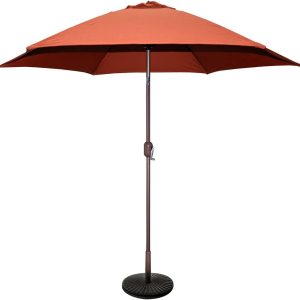 Outdoor Weather, Rust, Wind Resistant TropiShade 9 Foot Rust Alumiunium Bronze Patio Umbrella with Solid Heavy Cast Stone 18″ Base