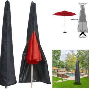 POAO Waterproof UV-resistant 600D Patio Umbrella Zipper Cover fit 6ft to 11ft Umbrellas Canopy Patio Garden Outdoor