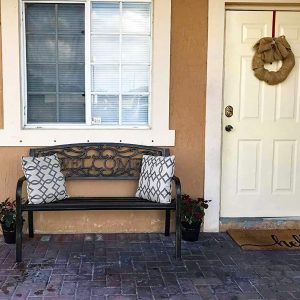 50″ Patio Garden Bench Park Yard Outdoor Furniture Steel Frame Porch Chair