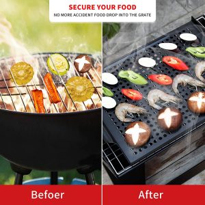 MEHE Grill Basket,Nonstick Grilling Topper 14.6″x11.4 Thicken Grill Pan BBQ Accessory for Grilling Vegetable, Fish, Shrimp, Meat, Camping Cookware