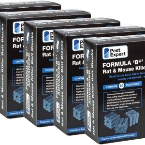 Pest Expert Formula B+ Advanced Rat & Mouse Killer Poison Bait Blocks 1.5kg (5 x 300g) – Maximum Strength Single Feed Brodifacoum
