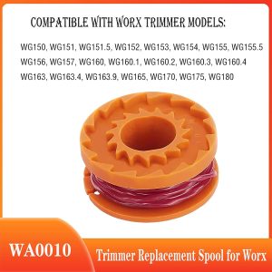 WA0010 Replacement Trimmer Spool, Edger Spool Compatible with Worx Trimmer String, Weed Eater String WG180 Spool Refills 10ft 0.065 Inch Trimmer Line, GT Spools, WA0004 Spool, Weed Wacker Parts