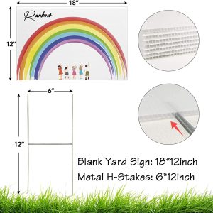 Blank Yard Signs with Stakes, 4 Pack 18 x 12 Inches White Plastic Yard Lawn Sign for Happy Birthday,Garage Sale Signs, Rent, Guidepost Decorations, Blank Lawn Signs with Stakes