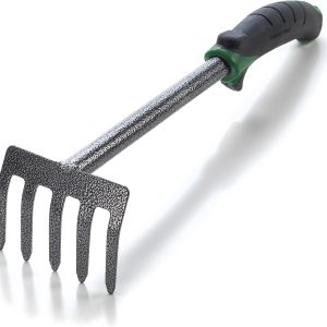 Edward Tools Hand Cultivator Mini Rake – ErgoGrip with Bend Proof Carbon Steel Design – Hand Tool loosens Soil, rips Out Weeds, Hand Tiller Garden Tool – Rust Proof Heavy Duty Tines and Shaft