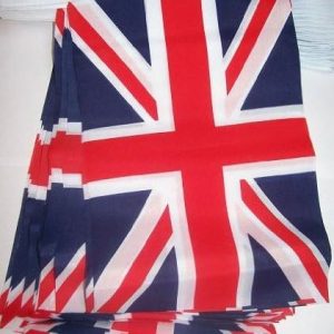 UK Fabric Union Jack Bunting Flag 10metres/33ft Long with 30 Flags (16cmX23cm). Ideal for weddings, parties, sporting events, car sales, showrooms, Pubs, Office & buildings.