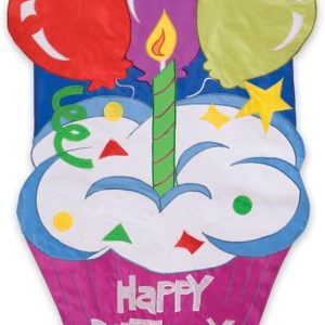 Evergreen Enterprises 16626 Garden Size Applique Flag – Happy Birthday