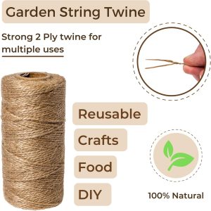 PeachSwarm Natural Jute Twine, 328 Feet Thick 2Ply Brown String for Crafts, Gardening, Packaging, Handicraft Cord, DIY Lacing for Boxes & Gifts | Jute Rope