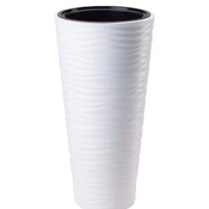 KEXMY Pot de Fleur Sahara en Plastique Blanc 78.5 cm ht avec bac Interne