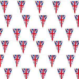 Shatchi 25m Banner Union Jack Bunting 50 Flag Triangle Britain Party Decorations 84ft