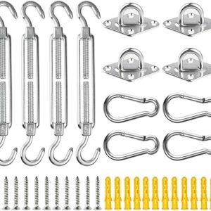 KAHEIGN M6 Awning Attachment Set, 28 Pcs Heavy Duty Sun Shade Sail Stainless Steel Hardware Kit for Triangle Square Rectangle Sun Shade Sail Installation