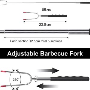 Homealexa Marshmallow Toasting Forks Sticks Set of 6, Telescoping Marshmallow Roasting Sticks Stainless Steel【Extendable U Shape with Handle 】 Grilling Skewers for Hot Dog Bonfire BBQ Smores Skewers