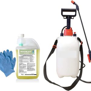 Rootblast 360 5L Pump Sprayer Glyphosate Weedkiller 1L with integral measuring device Pair of Gloves 1L makes up to 50L
