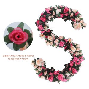 KEXMY Zwudy 6pcs 41 FT Rose Vine Flowers Plants Artificial Flower Rose Ivy Garlands Hanging for Wedding Party Garden Wall Decoration Pink