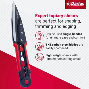 Darlac Expert Topiary Shear – Lightweight & Razor Sharp – Ultra-Smooth Cutting Action Ideal for Topiary Shaping, Dwarf Hedging, Trimming Heather, Herbs and Grass Edging – Easy to Use Single Handed