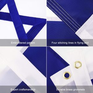 WOWFLAG Israel Flag 3×5 FT, Israeli Flags Durable Embroidered with Vivid Color, Triple Stitching, Canvas Header and Brass Grommets for All-Weather Outdoor Display