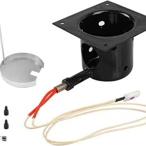 JIN BETTER Heavy Black Enamel Fire Pot and Hot Rod Ignitor Kit Replacement Parts for Traeger and Pit boss and Camp Chef Pellet Grill (Enamel Fire Pot and Hot Rod)